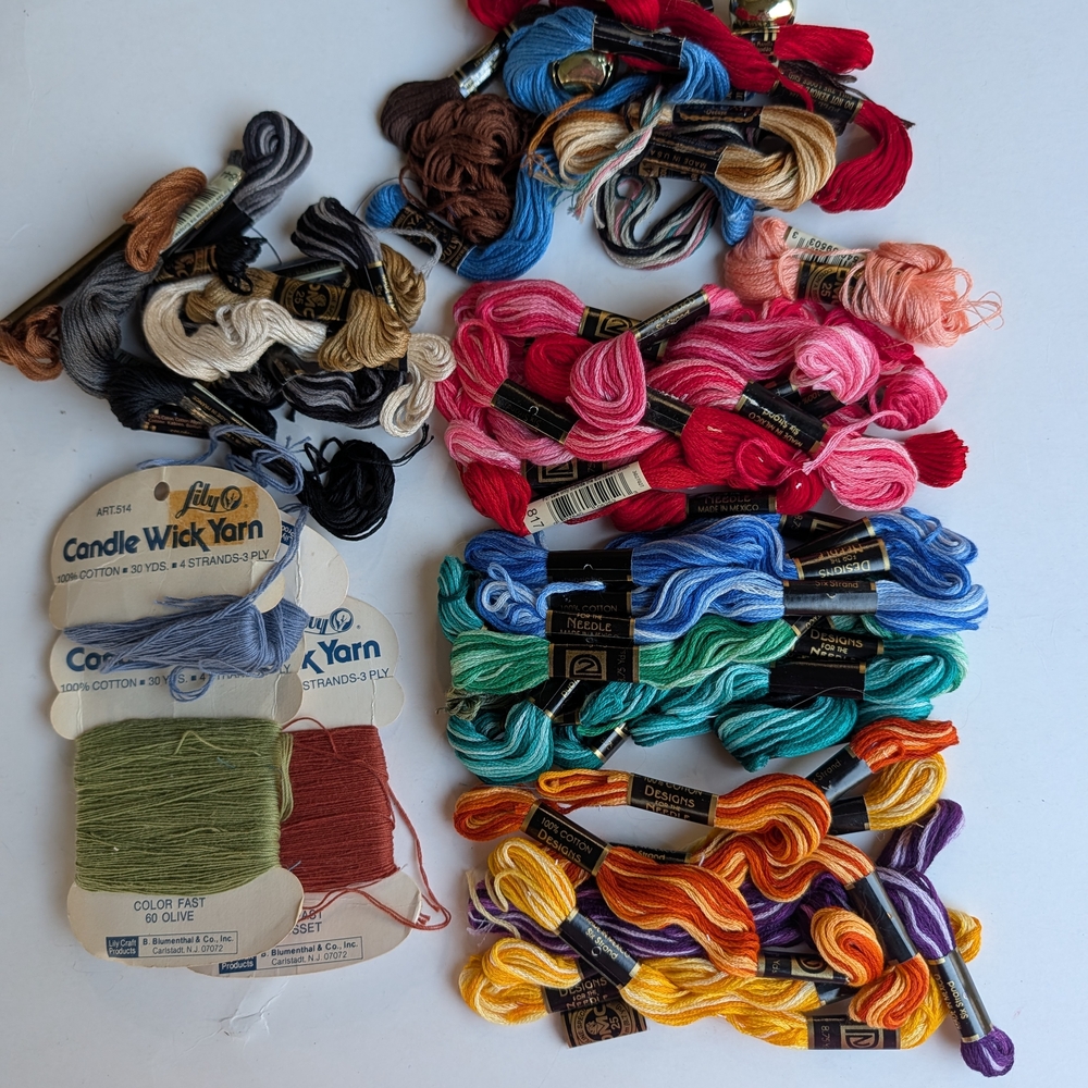 Embroidery Floss and Lilly Cotton String Yarn Set Assorted Colorful Cotton